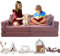 TIPICHOU Spielsofa für Kinder - Kindersofa, ausklappbar, 2-Sitzer, umbaubar in EIN Schlafsofa, Spielplatz, Sessel, Bodenmatratze Kinder (Puderrosa, 2-Sitzer)