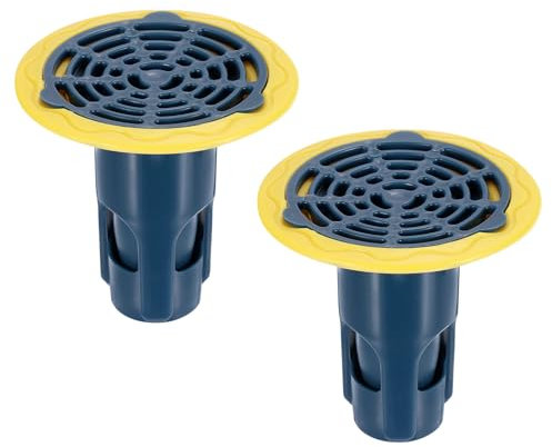 QUARKZMAN Valvola Antiriflusso Scarico Pavimento per Doccia, Valvola per Fognatura Antiodore Inserto Centrale Tappo Scarico Raccogli Capelli per Cucina Bagno Balcone, Blu 2 Pezzi
