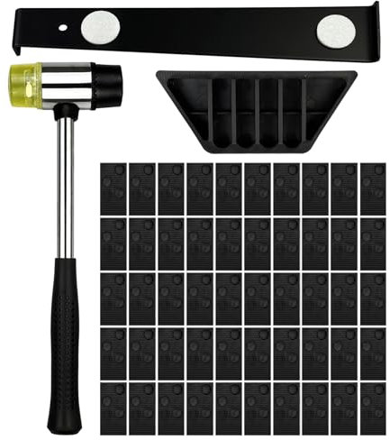 53Pcs Laminate Flooring Kit Laminate Floor Fitting Tools Laminate Wood Flooring Installation Kit with 50 Floor Spacers, Tapping Block, Pull Bar and Mallet