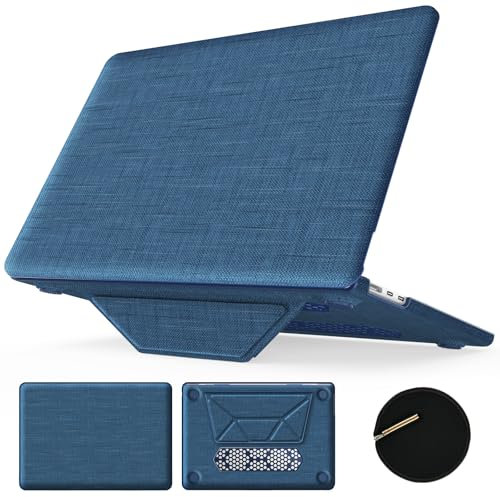 KAIJIAbox Compatibile con MacBook Air 15 pollici M4 M3 M2 2025 2024 2023, supporto pieghevole e tappetino per mouse/borsa, guscio rigido in plastica, custodia protettiva in tessuto intrecciato per