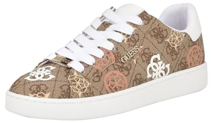 GUESS Women's Renzy Sneaker, Medium Natural/Beige Logo 101, 7 UK