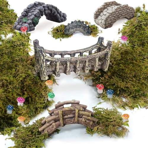OrgMemory Pont Miniature, Étang Miniature pour Aquarium, Figurines de Jardin Féérique Extérieur, Statue de Pont de Pierre, Fournitures Miniatures