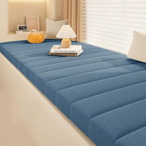 Sitzkissen Bank, Bankauflage Outdoor, Sitzpolster Bank, Waschbare Bankkissen, Bankpolster, Gartenbank Auflage, Sitzbank Kissen Eckbank Auflagen Erkerfensterkissen,Saphirblau,200x55x5cm