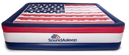 SoundAsleep Dream Series Luxus-Luftmatratze mit ComfortCoil-Technologie und eingebauter Pumpe mit hoher Kapazität für Zuhause und Camping, doppelte Höhe, verstellbar, aufblasbar, tragbar