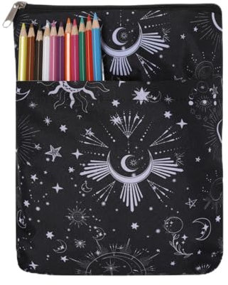 Buchhülle für Buchliebhaber Mond Sonne, Buch Schutzhülle, Waschbarer Buchumschlag Aus Stoff Mit Reißverschluss Und Zusätzlicher Hüllentasche Für Buchliebhaber Klassenkameraden