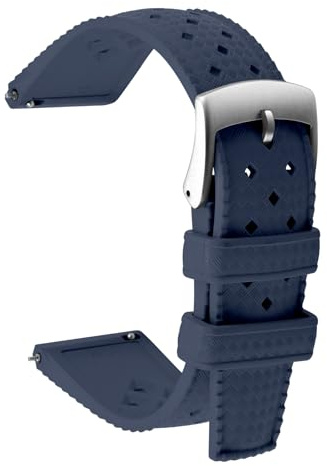 Uhrenarmbänder Kautschuk Uhrenarmband 20mm 22mm FKM Hochwertig Flexibel Fluorkautschuk Armband Herren Uhr Sportuhr Kompatibel Uhrenarmband Silikon Weiches Elastisch Uhrenarmband (22mm, Marineblau)