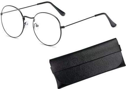 Vroxdrez Runde Brille ohne Stärke, Kostüm Brille für Herren & Damen, Nickelbrille im Retro Stil, Ideal für Verkleidung, Karneval, Theater & Mottopartys