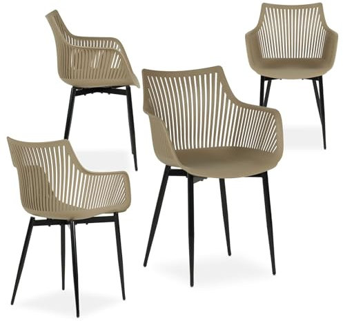 IDIMEX Gartenstühle Violetta im 4er Set, Champagner - Outdoor Stuhl aus hochwertigem Kunststoff & Alu, wetterfest & UV beständig, Moderne Stühle für Garten, Balkon & Terrasse