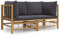 Eleganz Garten-Ecksofa aus Bambus mit natürlichem Öl-Finish - Dunkelgraue Kissen, langlebig & umweltfreundlich - Perfekt für kleine Gärten und Terrassen