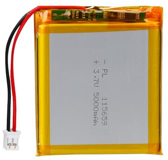 Lithium Polymer Battery 3.7V 5000mAh 115659 Lipo Rechargeable Battery Pack with JST Connector for Bluetooth Speakers, Wireless Earbuds, Portable Electronics