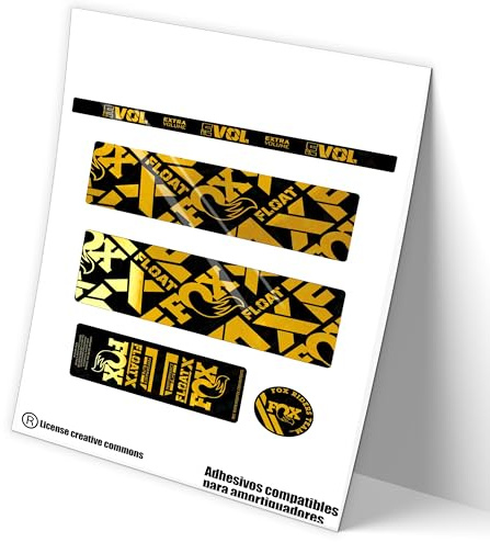 Ref: VP485 Aufkleber, kompatibel mit Stoßdämpfer, FOX FLOAT X ELITE 2021-22 MTB, Sticker, Aufkleber, Aufkleber für Mountainbikes. (CHROME-GOLD)