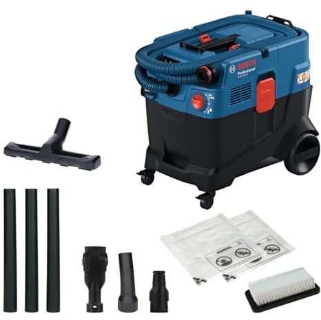 Bosch Professional All-Purpose Extractor Gas 400 A (Automatic Filter Cleaning, Wet and Dry Extraction, Hose-Less Container, standalone Motor Head, Integral Hose Storage Design)