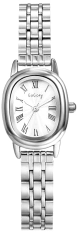JewelryWe Uhren Damen Edelstahl Oval: Klassische 30m wasserdichte Analog Quarz Armbanduhr Frauen Geschäft Lässige Uhr Damenuhr mit Schmal Edelstahl Armband und Ultradünn Ovalem Gehäuse