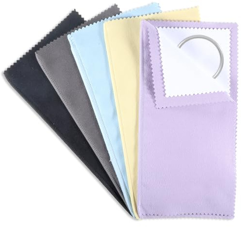 Silberputztuch für Schmuck 5 Stück, Weiches Poliertuch, Doppellagiges Schmuckreinigungstuch, Poliertücher für Silber, Gold, Diamanten, Schmuck, 5 Farben