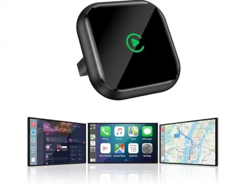 QINOJA Wireless CarPlay Adapter mit GPS und Navigationsunterstützung, Kabelloses CarPlay für Fahrzeuge ab 2016, 5GHz WiFi, Auto-Connect, Niedrige Latenz, OTA-Updates (Schwarz)