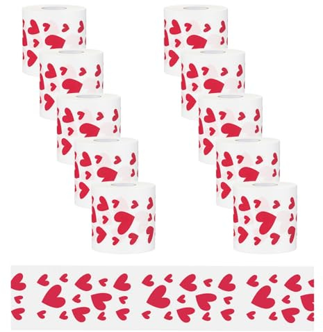 Toilettenpapier mit romantischem Thema, Valentinstag/Hochzeitsdekorationen, Toilettenpapier (10 Rolle), farbiges Toilettenpapier aus unbehandeltem Holz, verdicktes Badetuch, weich, stark, A