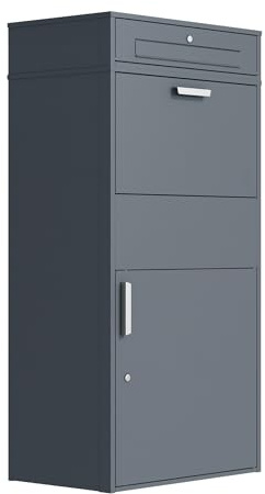 DEGAMO Paketbox Briefkasten Bremen XL 72x45x128,5cm, Stahl anthrazit RAL 7016, stehend, wasserdicht, extra große Ausführung