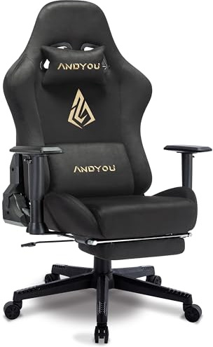 Andyou Gaming Chair, Computer Chair with Footrest, Headrest and Lumbar Support, Ergonomic PC Chair, Height Adjustable Rotating Task Chairs