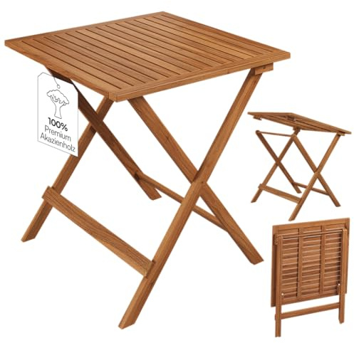 STEELSØN Lystra Gartentisch 70x70 cm, Akazienholz geölt, klappbar, bis 80kg | Balkontisch, Klapptisch wetterfest, Esstisch Garten, kleiner Outdoor-Tisch, Holztisch Terrasse, Gartenmöbel, Balkonmöbel