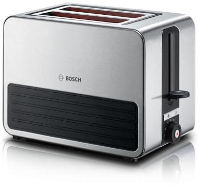 Bosch Silicone Compact 2-Slice Stainless Steel Toaster, TAT7S23GB, Black