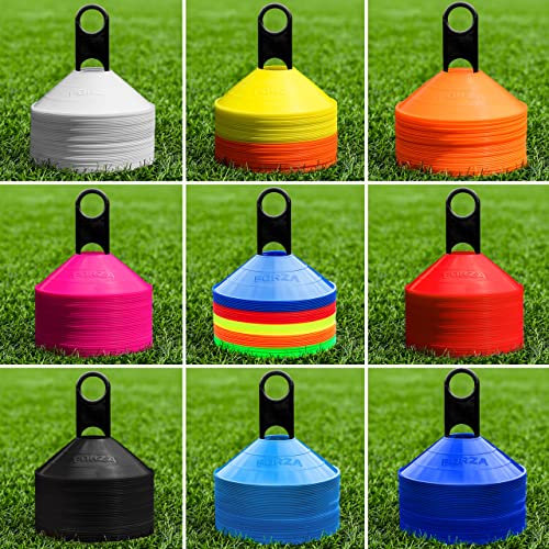 FORZA Plots de Délimitation pour l’Entraînement de Sport | Équipement Essentiel pour Le Football, Le Rugby, Le Fitness et Autres Sports | 10 Couleurs [Pack de 50/1000] (Blanc, Pack de 50)