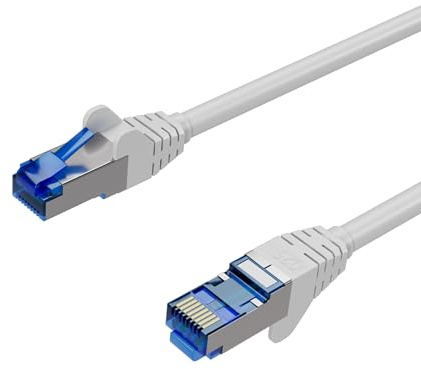 Kabelbude.eu Netzwerkkabel – Ethernet LAN Patchkabel Cat 6A S/FTP PIMF RJ45 vergoldet Weiß – 15,00m