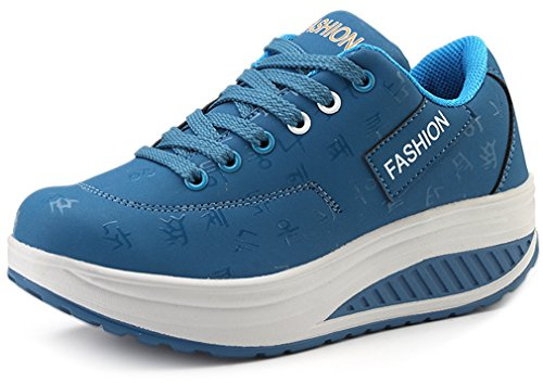 Solshine, scarpe da ginnastica da donna alla moda, con tacco a cuneo, Walkmaxx, Blu (Blu), 41 EU