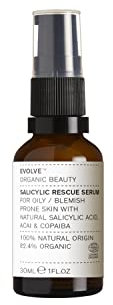 Evolve Organic Beauty - Salicylic Rescue Serum with Natural BHA Salicylic Acid from Willow Bark | Certified Vegan Clean Beauty (1 fl oz | 30 mL) - For Oily, combination