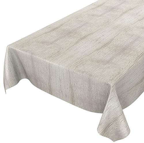 ANRO Wachstuchtischdecke abwaschbar Garten Tischdecke Wachstuch Rund Oval Eckig Indoor Outdoor Holz Grau 100x140cm