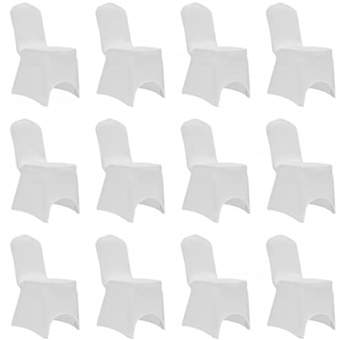 vidaXL 12x Stretch Stuhlhusse Stuhlbezug Stuhlhussen Stuhlüberwurf Stuhl Husse Hussen Bezug Universell Stuhlüberzug für Hochzeit Weiß