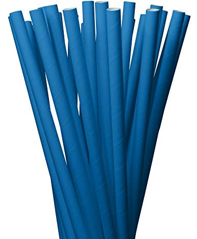 LAGETTO Jumbo Trinkhalme Papier XXL: 8 x 250 mm - 6 Farben 3 Packungsgrößen - Cocktail Strohhalme Papierstrohhalme Papiertrinkhalme (Blau, 100 Stück)