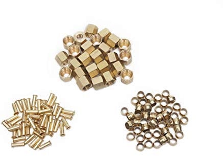Value Pack Brass Compression Insert 1/4 Outer Diameter, Clamping Sleeve, Nut (Pack of 125)
