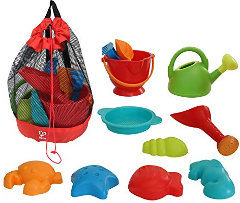 Hape Beach Toy Essential Set, Sand Toy Pack, Mesh Bag Included