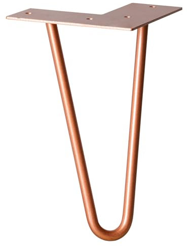 WAGNER Möbelbein/Tischbein/Möbelfuß - Hairpin Leg - Retro Style - Stahl pulverbeschichtet Kupfer, 12 x 12 x 20 cm, Bein konisch/schräg verlaufend, integrierte Anschraubplatte - 12822401