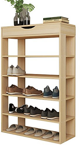 sogesfurniture Holz Schuhregal 5 Ebenen Schuhschrank Schuhablage Standregal Schuhständer für 20 Paar Schuhe, 75 x 30 x 94cm, ideal für Diele, Flur, Treppenhaus, Ahorn BHEU-L24-MP