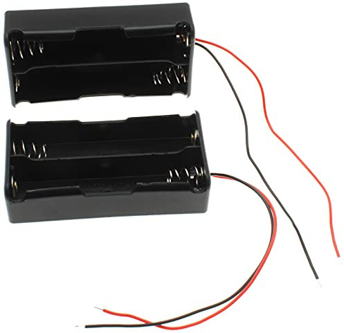 LBTODH 2PCS 18650 Battery Holder with Lead Wire Bundle 18650 Battery Holder 7.4V DIY Battery Storage Boxes Black Plastic Battery Case Kit