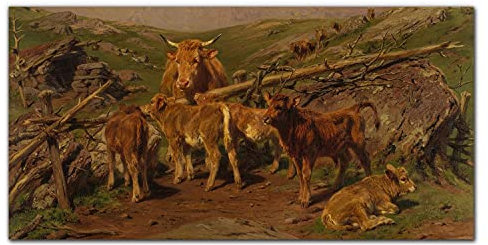 Coloray Image Sur Verre 100x50cm Photo Sur Verre Décoration D'intérieur Impression Sur Verre Décoration Murale Verre Trempé Décoration Tableau En Verre - Paysage Des Animaux De Vache