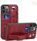 Yidai-Silu iPhone 13 Pro PU leather Wallet Case【Card Holder, Hand Strap, Kickstand】 Slim Money Pocket Shockproof Finger Clip Anti-Scratch Protective Back Cover for iPhone 13 Pro 6,1 - Red