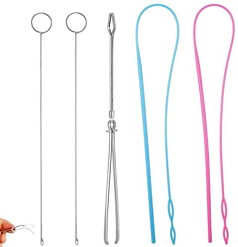 acdokuk 6 Teiliges Nähschlaufen Set, Nähen Schleife Kit, Einfädler Haken, Metallpinzette, Lange Schlaufenwender, Werkzeug mit Verriegelung für Stoff Gürtel Streifen DIY Stricken Zubehör