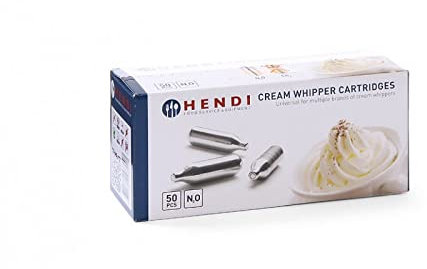 Euroshoppingonline 50 Cartucce bombolette n2o Ricarica per sifone Capsula per Panna Pasticceria Bar Dolci Gelato Decoro Frutta