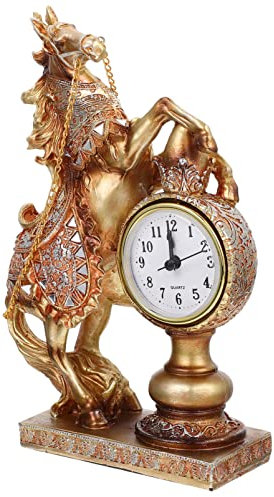 IMIKEYA Günstige Pferdeuhr Schreibtisch Wecker Antiker Wecker Alte Kaminuhr Dekorative Wecker Tischuhr Vintage Wecker Retro-Ornamente Tischwecker Fernsehschrank Büro Harz Schmuckkästchen