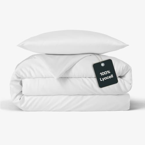 twenty:three Lyocell Bettwäsche (1x) 200x220 + (2X) 80x80 Pure White - 100% Tencel - Gewonnen aus Eukalyptus - Hochwertig - Nachhaltig - Atmungsaktiv - Luxus - Hypoallergen