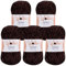 Wollidu Gina Chenille Garn zum Stricken und Häkeln 5 x 100g/120m Set 100% Polyester - Braun