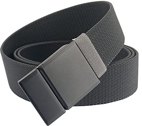 S-MAN Herren Stretch Gurt 3.8CM breite Metallschnalle Sport Golf Gürtel im Freien, Stoff Arbeitsgurte für Männer Dunkelgrau