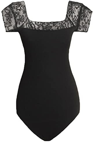 ROYAL SMEELA Spitze Ballett Trikot für Damen - Tanz Body Leotard Schwarz - Ballettanzug Tanztrikot für Frauen Ballettkleidung