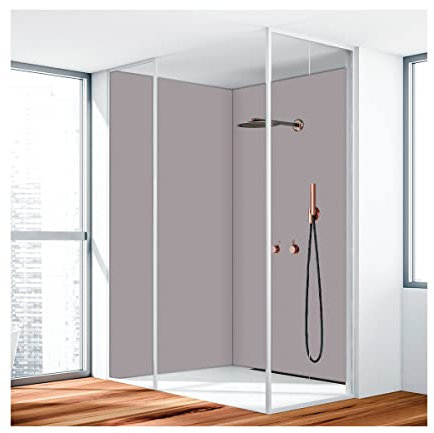 Duschrückwand, Badrückwand, Duschverkleidung, Wandverkleidung aus 3 mm Alu-Verbundplatte, Aluverbund Grau RAL 7042 80x220cm