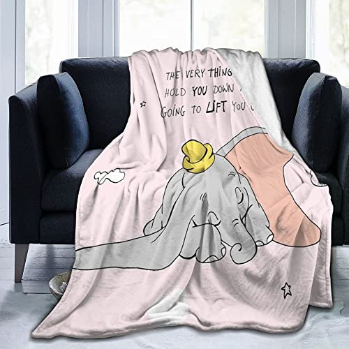 Decke für Dumbo Flanelldecke, weiche, warme, Flauschige Überwurfdecken für Kinder oder Erwachsene für Krippe, Bett, Couch, Stuhl, Vier Jahreszeiten, Wohnzimmer, Reisen, im Freien, 127 x 152 cm
