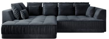 Ecke Sofa mit elektrischer Sitztiefenverstellung - weiche Rückenlehnenpolsterung - solides und strapazierfähiges - mit Wellfederung + hochelastischem Schaumstoff Typ HR (Matt Velvet 93 Linke Seite)