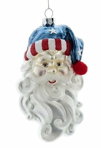Patriotischer Weihnachtsmann, Militär-Veteranen-Patriot, USA, Weihnachtsdeko Amerikanisch, Glas-Baumschmuck von Christmas Market Ornaments