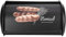 Tissting Edelstahl Brotkasten 34 x 23 x 14,5 cm Große Brotbox mit Rolldeckel, Schwarz Modernes Minimalistisches Styling Metall Brotbehälter Rollbrotkasten für Brotaufbewahrung
